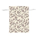 White And Brown Floral Wallpaper Flowers Background Pattern Lightweight Drawstring Pouch (L)