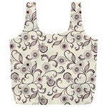 White And Brown Floral Wallpaper Flowers Background Pattern Full Print Recycle Bag (XXXL)