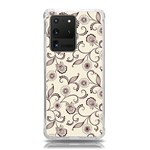 White And Brown Floral Wallpaper Flowers Background Pattern Samsung Galaxy S20 Ultra 6.9 Inch TPU UV Case