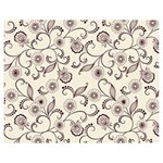 White And Brown Floral Wallpaper Flowers Background Pattern Premium Plush Fleece Blanket (Medium)