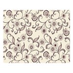 White And Brown Floral Wallpaper Flowers Background Pattern Premium Plush Fleece Blanket (Large)