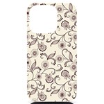 White And Brown Floral Wallpaper Flowers Background Pattern iPhone 14 Pro Black UV Print Case