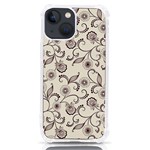 White And Brown Floral Wallpaper Flowers Background Pattern iPhone 13 mini TPU UV Print Case