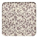 White And Brown Floral Wallpaper Flowers Background Pattern Square Glass Fridge Magnet (4 pack)