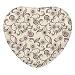 White And Brown Floral Wallpaper Flowers Background Pattern Heart Glass Fridge Magnet (4 pack)