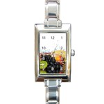 Variety Of Fruit Water Berry Food Splash Kiwi Grape Rectangle Italian Charm Watch