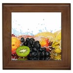 Variety Of Fruit Water Berry Food Splash Kiwi Grape Framed Tile