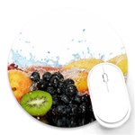 Variety Of Fruit Water Berry Food Splash Kiwi Grape Round Mousepad