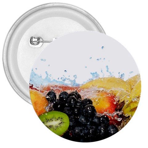Variety Of Fruit Water Berry Food Splash Kiwi Grape 3  Buttons from ArtsNow.com Front