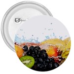 Variety Of Fruit Water Berry Food Splash Kiwi Grape 3  Buttons