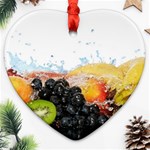 Variety Of Fruit Water Berry Food Splash Kiwi Grape Ornament (Heart)