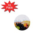 Variety Of Fruit Water Berry Food Splash Kiwi Grape 1  Mini Buttons (10 pack) 