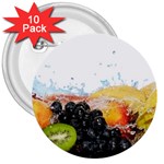 Variety Of Fruit Water Berry Food Splash Kiwi Grape 3  Buttons (10 pack) 