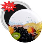 Variety Of Fruit Water Berry Food Splash Kiwi Grape 3  Magnets (10 pack) 