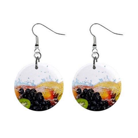 Variety Of Fruit Water Berry Food Splash Kiwi Grape Mini Button Earrings from ArtsNow.com Front
