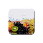 Variety Of Fruit Water Berry Food Splash Kiwi Grape Rubber Square Coaster (4 pack)