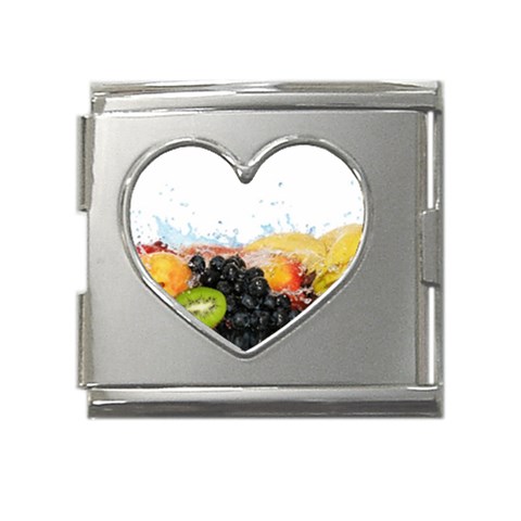 Variety Of Fruit Water Berry Food Splash Kiwi Grape Mega Link Heart Italian Charm (18mm) from ArtsNow.com Front
