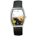 Variety Of Fruit Water Berry Food Splash Kiwi Grape Barrel Style Metal Watch