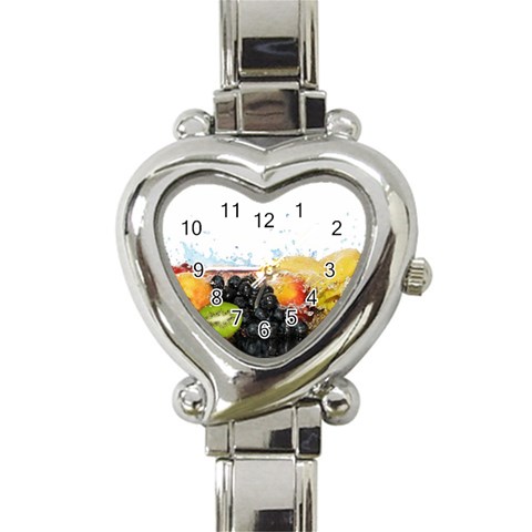 Variety Of Fruit Water Berry Food Splash Kiwi Grape Heart Italian Charm Watch from ArtsNow.com Front
