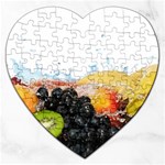 Variety Of Fruit Water Berry Food Splash Kiwi Grape Jigsaw Puzzle (Heart)