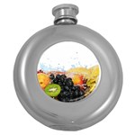 Variety Of Fruit Water Berry Food Splash Kiwi Grape Round Hip Flask (5 oz)