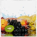 Variety Of Fruit Water Berry Food Splash Kiwi Grape Canvas 12  x 12 