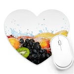 Variety Of Fruit Water Berry Food Splash Kiwi Grape Heart Mousepad