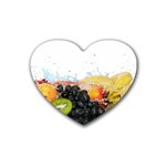 Variety Of Fruit Water Berry Food Splash Kiwi Grape Rubber Coaster (Heart)