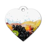 Variety Of Fruit Water Berry Food Splash Kiwi Grape Dog Tag Heart (One Side)