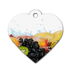 Variety Of Fruit Water Berry Food Splash Kiwi Grape Dog Tag Heart (Two Sides) from ArtsNow.com Back