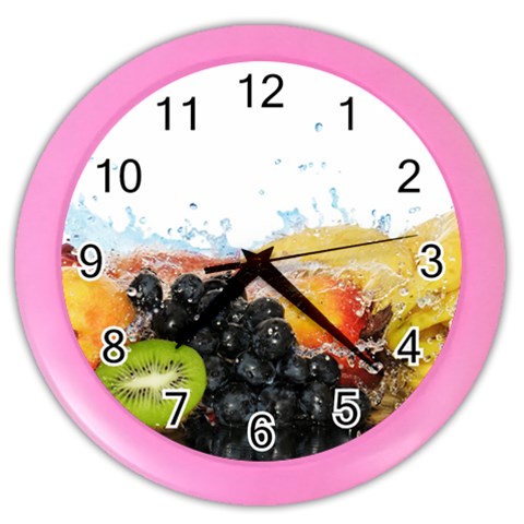 Variety Of Fruit Water Berry Food Splash Kiwi Grape Color Wall Clock from ArtsNow.com Front