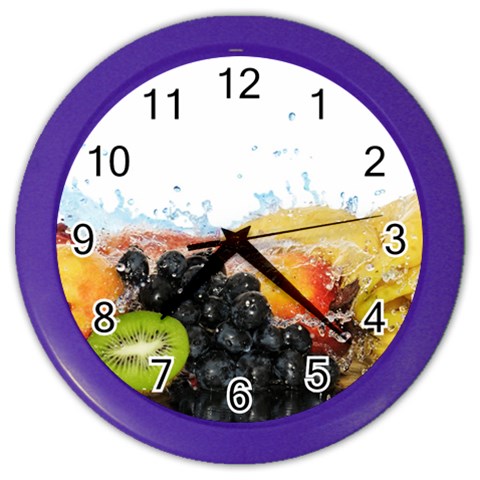 Variety Of Fruit Water Berry Food Splash Kiwi Grape Color Wall Clock from ArtsNow.com Front