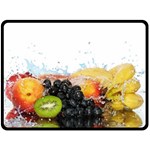 Variety Of Fruit Water Berry Food Splash Kiwi Grape Fleece Blanket (Large)