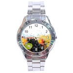 Variety Of Fruit Water Berry Food Splash Kiwi Grape Stainless Steel Analogue Watch