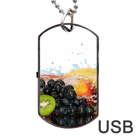 Variety Of Fruit Water Berry Food Splash Kiwi Grape Dog Tag USB Flash (One Side) from ArtsNow.com Front