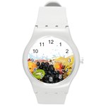 Variety Of Fruit Water Berry Food Splash Kiwi Grape Round Plastic Sport Watch (M)