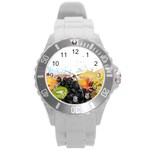 Variety Of Fruit Water Berry Food Splash Kiwi Grape Round Plastic Sport Watch (L)