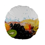 Variety Of Fruit Water Berry Food Splash Kiwi Grape Standard 15  Premium Round Cushions