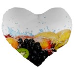 Variety Of Fruit Water Berry Food Splash Kiwi Grape Large 19  Premium Heart Shape Cushions