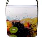 Variety Of Fruit Water Berry Food Splash Kiwi Grape Flap Closure Messenger Bag (L)