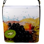 Variety Of Fruit Water Berry Food Splash Kiwi Grape Flap Closure Messenger Bag (S)