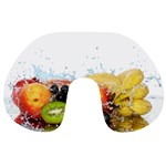 Variety Of Fruit Water Berry Food Splash Kiwi Grape Travel Neck Pillow