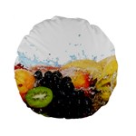 Variety Of Fruit Water Berry Food Splash Kiwi Grape Standard 15  Premium Flano Round Cushions