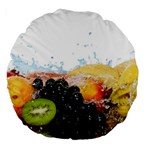 Variety Of Fruit Water Berry Food Splash Kiwi Grape Large 18  Premium Flano Round Cushions