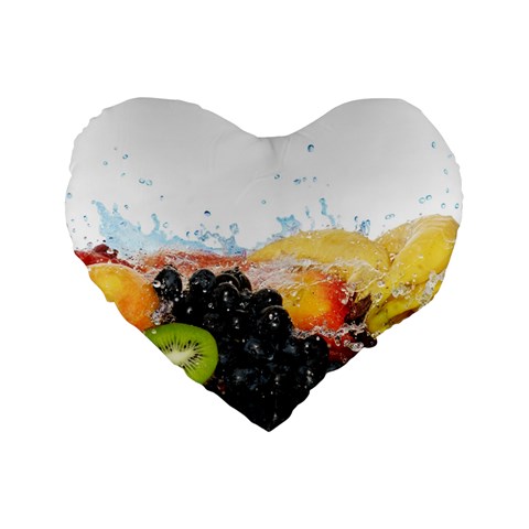 Variety Of Fruit Water Berry Food Splash Kiwi Grape Standard 16  Premium Flano Heart Shape Cushions from ArtsNow.com Front