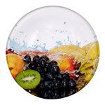 Variety Of Fruit Water Berry Food Splash Kiwi Grape Round Glass Fridge Magnet (4 pack)