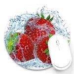 Red Strawberries Water Squirt Strawberry Fresh Splash Drops Round Mousepad