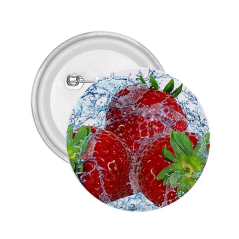 Red Strawberries Water Squirt Strawberry Fresh Splash Drops 2.25  Buttons from ArtsNow.com Front