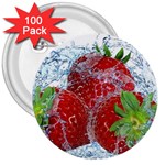 Red Strawberries Water Squirt Strawberry Fresh Splash Drops 3  Buttons (100 pack) 