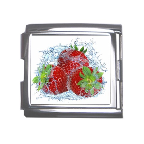 Red Strawberries Water Squirt Strawberry Fresh Splash Drops Mega Link Italian Charm (18mm) from ArtsNow.com Front
